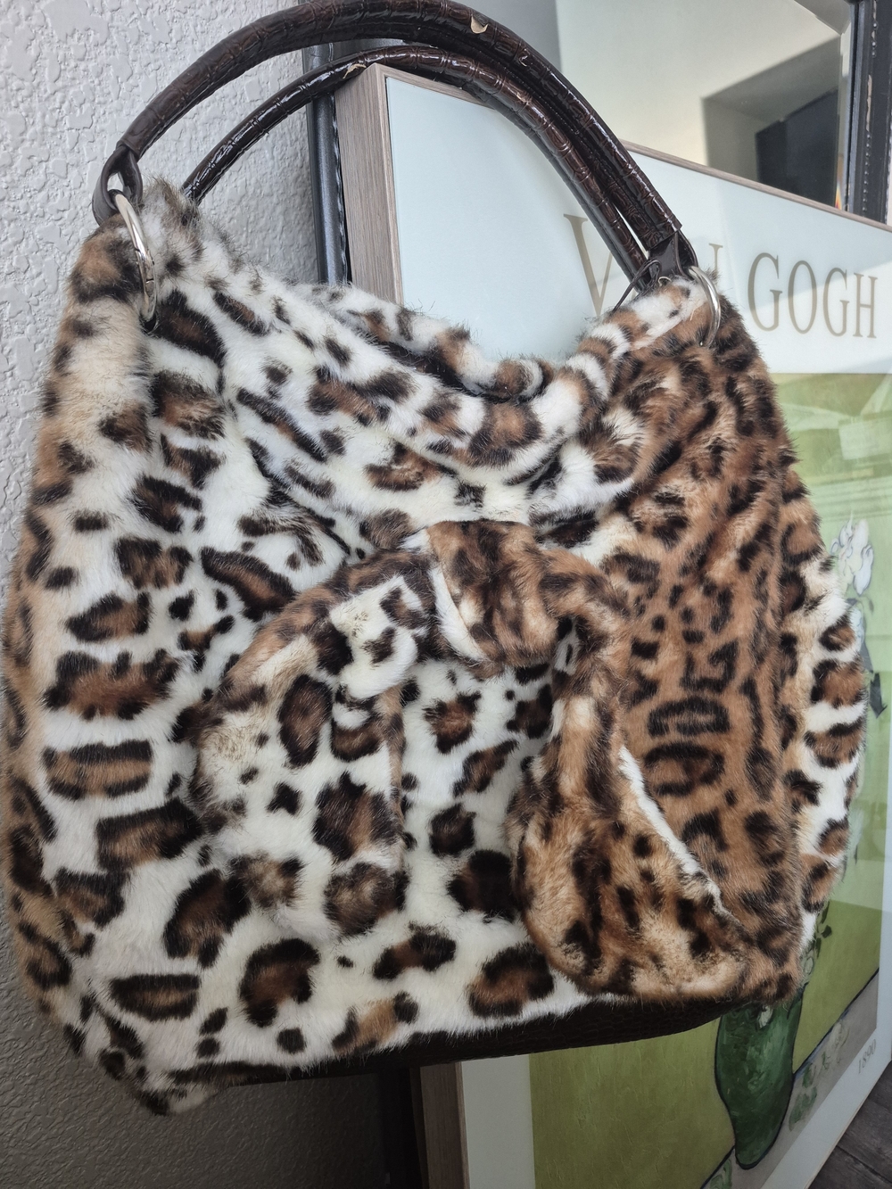 💕Leopard Print Faux Fur Hobo Bag - Matching Small Coin Wallet💕